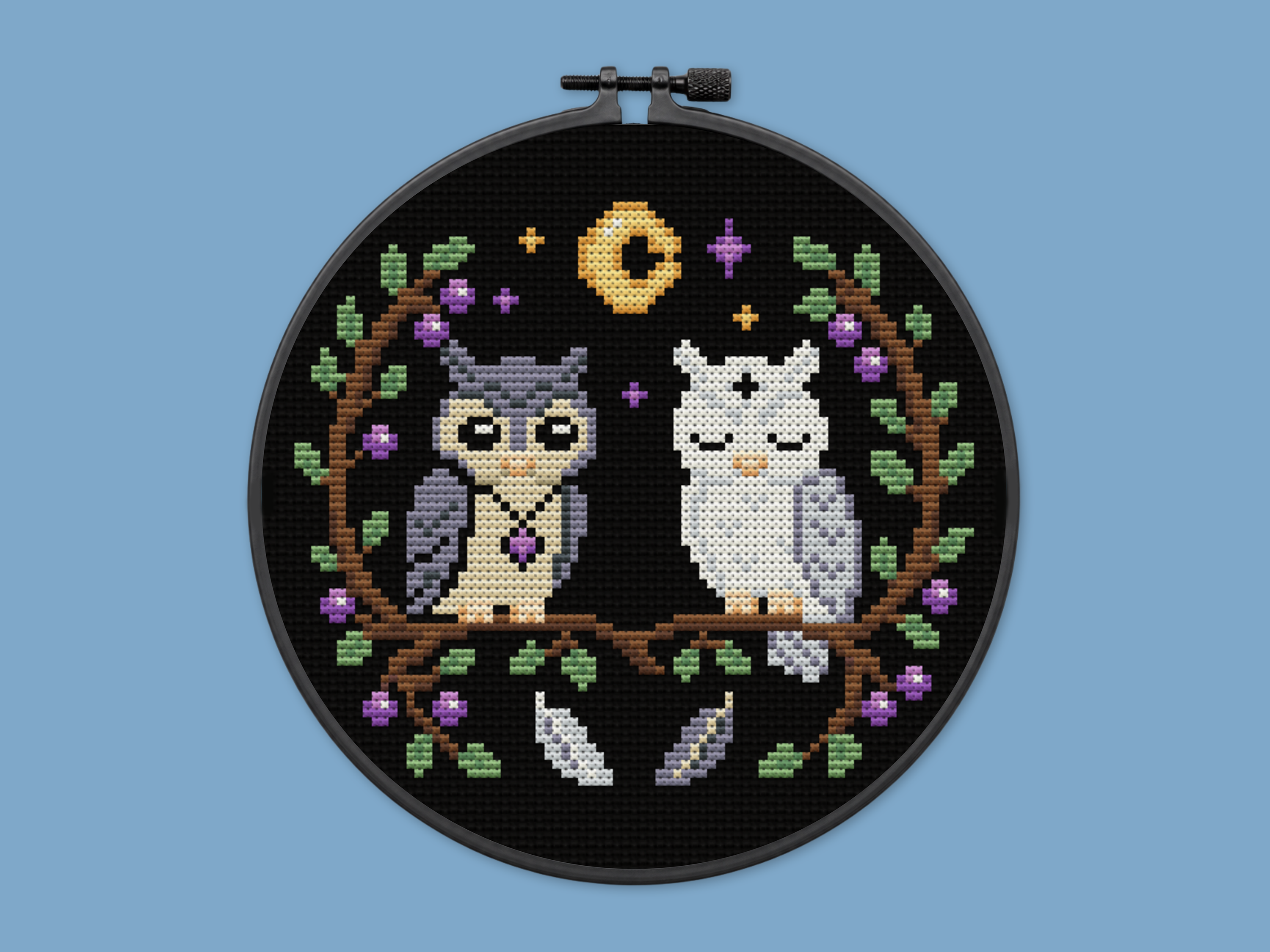 Owls of Midnight Grove Cross-Stitch Pattern PDF